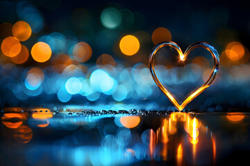 Heart light shape sparkle at night background. - 780066411