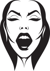 Seductive Siren: Woman Vampire Emblem Design Veiled Vixen: Vector Logo of Twilight Vampire Face