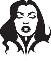 Moonlit Muse: Vector Logo of Elegant Vampire Face Seductive Siren: Woman Vampire Emblem Design