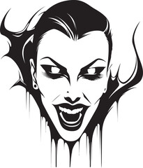 Midnight Mystery: Vector Logo of Tempting Vampire Face Moonlit Maiden: Woman Vampire Icon Graphics