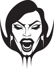 Serene Seduction: Vector Logo of Twilight Vampire Face Veiled Vixen: Woman Vampire Icon Graphics