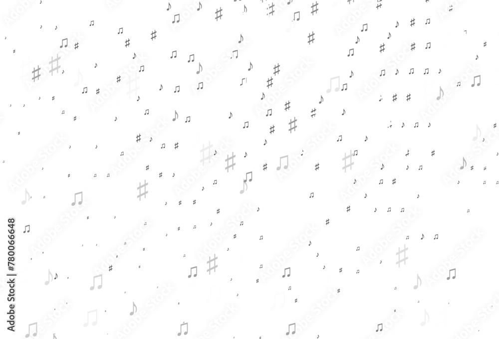 Poster light silver, gray vector pattern with music elements.