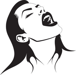 Veiled Vampiric Visage: Elegant Vector Logo Design Gothic Glamour: Femme Vampire Face Icon Graphics
