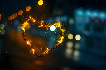 Heart light shape sparkle at night background. - 780066635