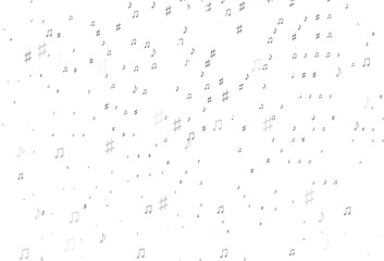 Light Silver, Gray vector pattern with music elements.
