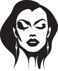 Gothic Grace: Woman Vampire Face Emblem Graphics Nightly Noir: Vector Logo of Woman's Vampire Face