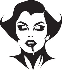 Nocturnal Nobility: Regal Vector Logo Design Seductive Siren: Tempting Vampire Face Emblem