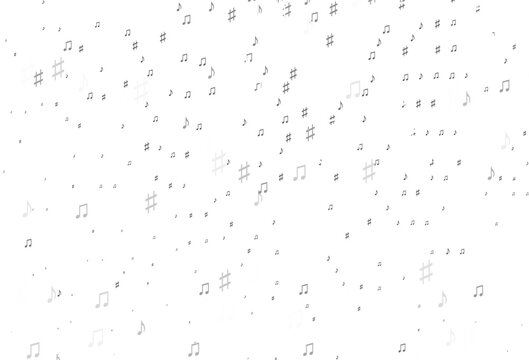 Light Silver, Gray vector pattern with music elements.