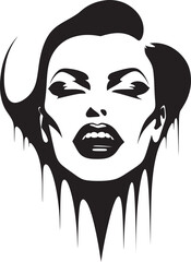 Veiled Vamp: Woman Vampire Face Emblem Graphics Nightly Noir Nails: Vector Logo of Woman Vampire Face