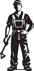 Industrial Iconography: Emblematic Worker Graphics Labor Emblem: Vector Logo Design for Workers