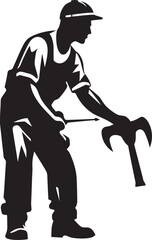 Tradesman Tribute: Emblematic Worker Graphics Laborer Logo: Vector Icon Design for Labor