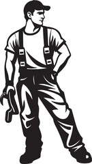 Industrial Iconography: Emblematic Worker Graphics Hard Hat Heraldry: Vector Logo Design for Labor