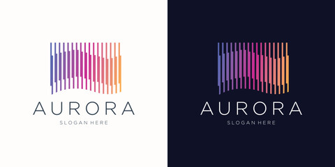 Aurora logo icon design template flat vector and gradient color branding.