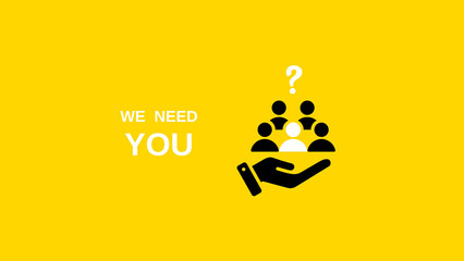 We are Hiring a design with a Magnifying Glass on a yellow background. Minimal we are hiring background. 