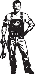 Blue-Collar Pride: Vector Logo of Hardworking Man Craftsmanship Icon: Worker Symbol Design