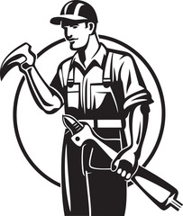 Trade Tradition: Symbol of Craftsmanship Labor Legacy: Iconic Worker Emblem Graphics