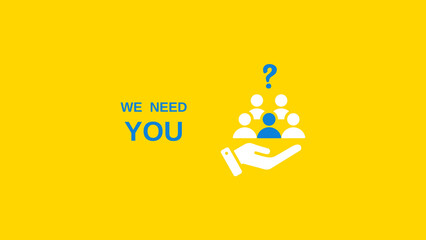 We are Hiring a design with a Magnifying Glass on a yellow background. Minimal we are hiring...