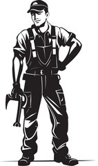 Strength in Unity: Vector Logo of Hardworking Men Craftsmanship Chronicles: Symbol of Worker Dedication