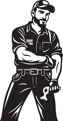 Worker Warriors: Iconic Emblem Graphics Laborer Lore: Vector Logo of Skilled Worker
