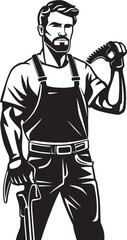Labor Legacy: Iconic Worker Emblem Graphics Strength in Unity: Vector Logo of Essential Worker