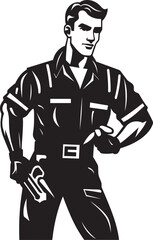 Laborer Lifeline: Vector Logo of Dedicated Worker Worker Warriors: Iconic Worker Symbol Design