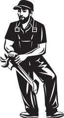 Laborer Legacy: Vector Logo of Skilled Worker Worker Warriors: Iconic Emblem Graphics