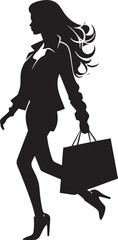 Urban Elegance: Vector Logo of Trendy Fashionista Glamour Goddess: Young Woman with Bag Emblem