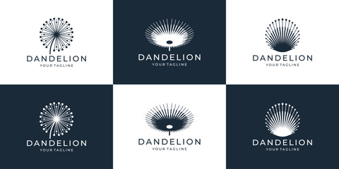 Dandelion logo icons set. Simple illustration of dandelion logo vector icons for perfect company.