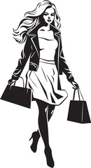 Trendy Tote Trend: Vector Logo of City Chic Shopper Fashion Finesse: Woman's Shopping Bag Icon Graphics