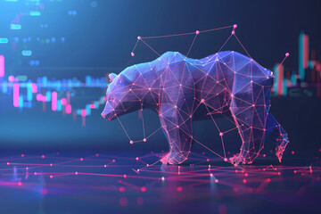 Bear market in the stock market with graph of a downward trend in the stock market.