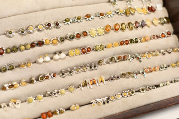 Amber jewelry.  Shop with precious stones