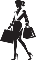 Vogue Visionary: Chic Woman with Shopping Bag Emblem Chic City Style: Iconic Vector Logo of Stylish Shopper