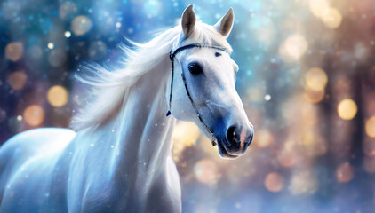 Biały koń - obrazy, fototapety, plakaty