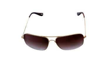 Gold-plated sunglasses on white.