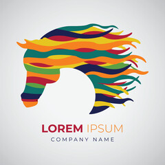 Colorfull Horse Head Logo, Vector, Illustration, Color