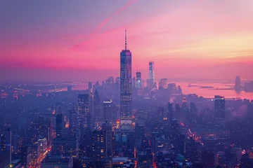 Foto op Plexiglas Night View of City Skyline © olegganko