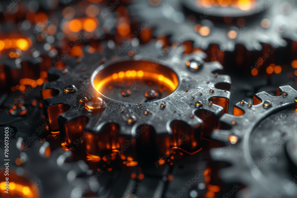 Poster a visual metaphor of gears turning in harmony, representing the synergy of individual contributions.