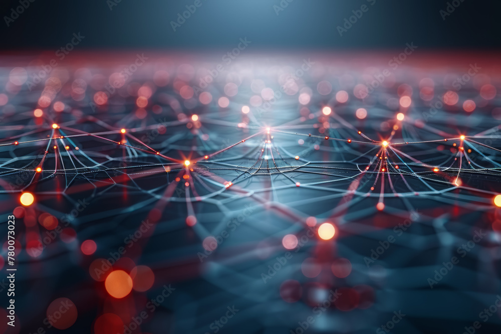 Aufkleber A conceptual illustration of a web connecting various points, symbolizing the interdependence of different aspects. Concept of connectivity and integration. Generative Ai.