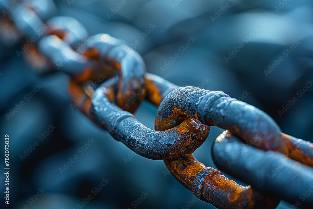 Poster an artistic representation of a chain linking together, symbolizing the strength of unity and solida