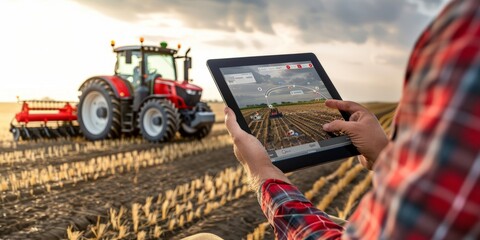 The concept of using modern technologies and artificial intelligence in agriculture with a tractor