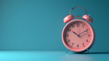 Blue background with pink alarm clock