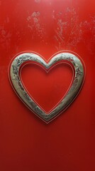 Heart Shaped Metal Object on Red Surface