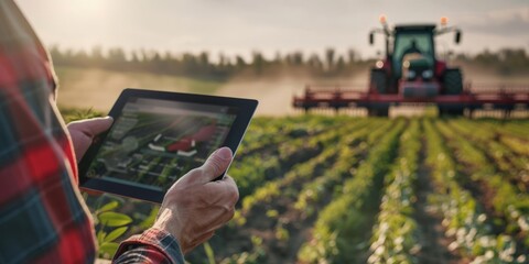The concept of using modern technologies and artificial intelligence in agriculture with a tractor