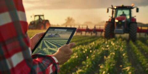The concept of using modern technologies and artificial intelligence in agriculture with a tractor