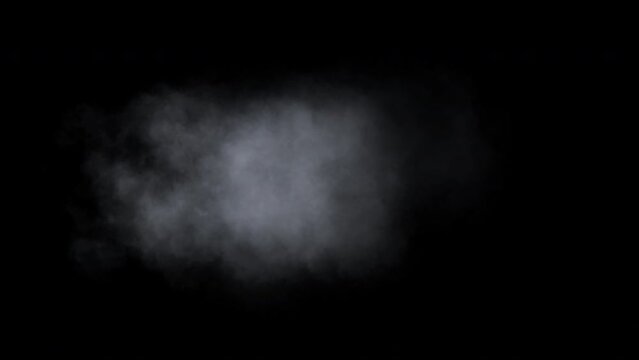 Realistic overlay of smoke fog appearing on the screen, including Alpha channel. Soft, billowing white vapor clouds for atmospheric cinematic effects and transitions