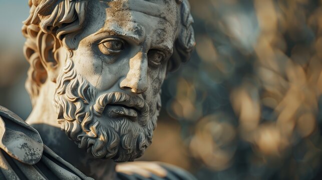 Greek philospher Aristotle like a monument, statue