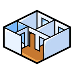 Apartment icon in isometry style. Real estate image for website, app, logo, UI design.