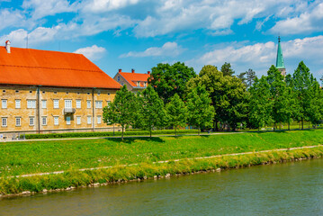 Fototapeta premium Riverside of Savinja in Slovenian town Celje