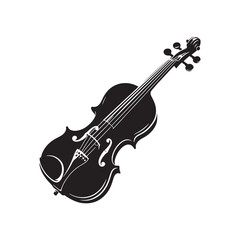 Fototapeta na wymiar Harmonic Melodies: Intricate Violin Silhouette, Crafted to Perfection with Minimalist Vector Detailing, Violin Illustration - Minimallest Violin Vector 