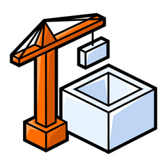 Building crane icon in isometry. Construction image for website, app, logo, UI design.